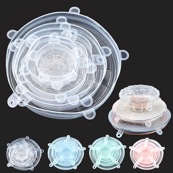 6pcs Reusable Silicone Food Covers.
